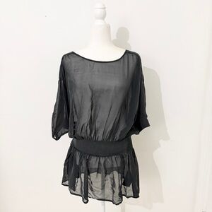 vintage marciano black silk sheer drape top/tunic